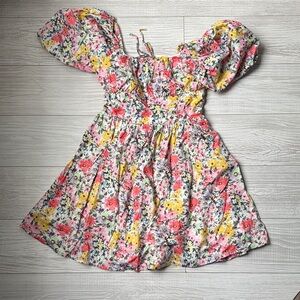 GAP Floral Mini Dress with Puff Sleeves